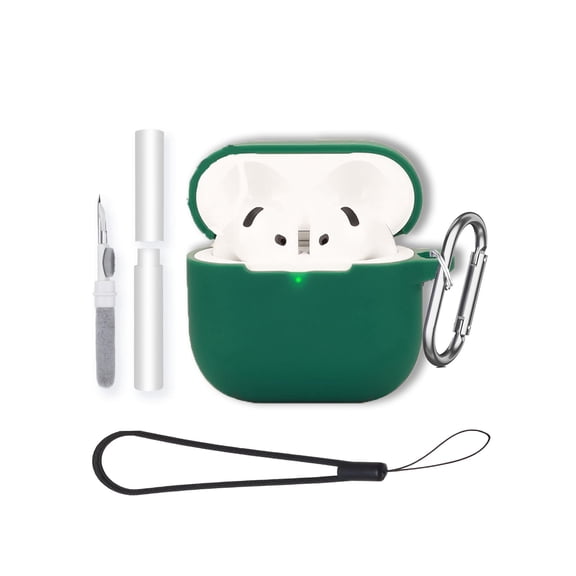 HYRACPO Soft Silicone Case for AirPods 4, Shockproof & Anti-Scratch Protective Cover, Anti-Lost & Dustproof-Green
