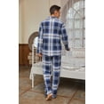thumbnail image 4 of U2SKIIN Mens Plaid Pajama Set, Soft Print Pajamas for Men, Lightweight Warm PJS with Pockets(Blue-white plaid, Large), 4 of 4