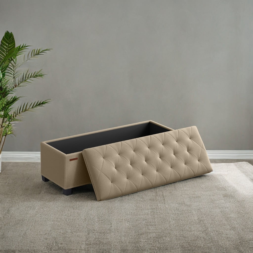 SONGMICS 43.3" Storage Ottoman Bench, Foot Rest with Legs, Ottoman with Storage, Rectangle End of Bed Bench, Storage Chest, Load up to 660 lb, Study