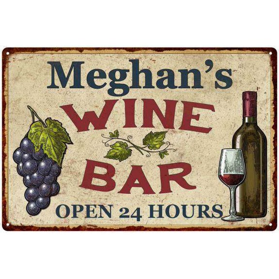 Meghan's Rustic Wine Bar Sign Wall Decor Kitchen Gift 8 x 12 High Gloss Metal 208120056401