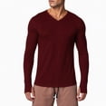 thumbnail image 4 of XuJwPNcy Men's T Shirts Long Sleeve Tops with Thumbhole Soft Casual V Neck Basic Tee(Wine,Large), 4 of 8