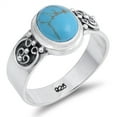thumbnail image 1 of Simulated Turquoise Swirl Bali Filigree Ring .925 Sterling Silver Band Blue CZ Female Size 7, 1 of 4