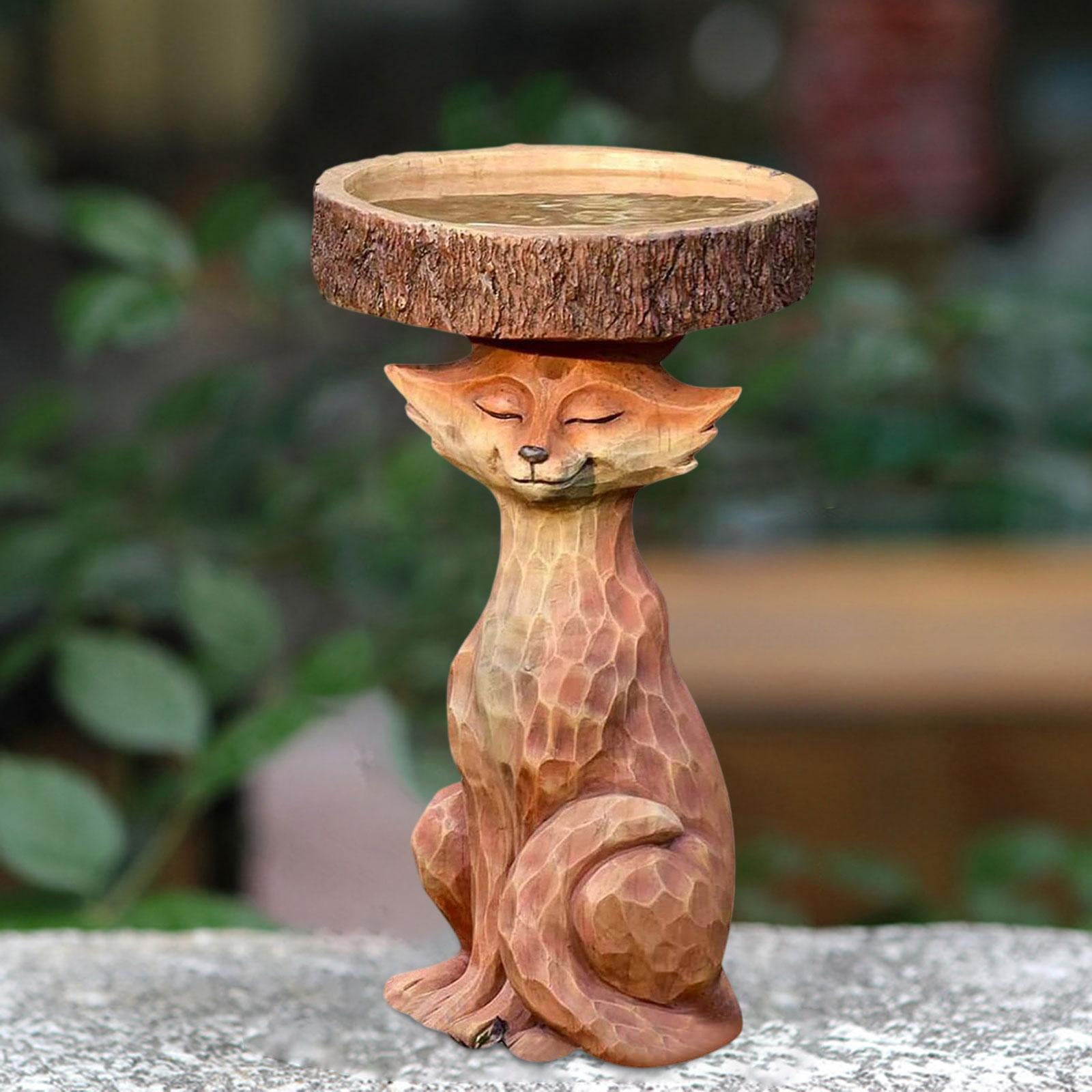 Colaxi Garden Bird Bath Bowl Lowrie Statue Figurine Deck Fence Outdoor Lawn Resin Feeder Animal Sculpture for Courtyard Railing Yard