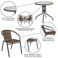 thumbnail image 5 of Flash Furniture 28'' Round Glass Metal Table with Dark Brown Rattan Edging and 4 Dark Brown Rattan Stack Chairs, 5 of 12