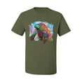 thumbnail image 2 of Wild Bobby Rainbow Painted Manatee Dean Russo Design Animal Lover Men Tee, Military Green, Medium, 2 of 6