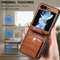 thumbnail image 4 of Compatible Samsung Galaxy Z Flip 5 Case with Card Holder,Shockproof RFID Blocking PU Leather Crossbody Protective Case for Galaxy Z Flip 5 Case with Lanyard,Samsung Z Flip 5 Leather Case Brown, 4 of 13