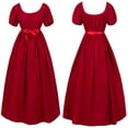 thumbnail image 3 of LYHaoo Plus Size Big Girls Regency Dresses Ruffled Classical Puff Sleeve Empire Waist Dress Belt Gown,Girls Floral Dresses Sizes 17-18 Years Red, 3 of 5