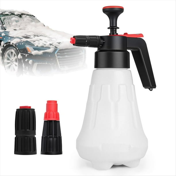 Pulverizador de Espuma con Bomba de 1,5 L, 1,47 L para Lavado de Autos, con 2 Boquillas Ajustables, para Lavado de Autos y Cuidado de Césped y Jardín.