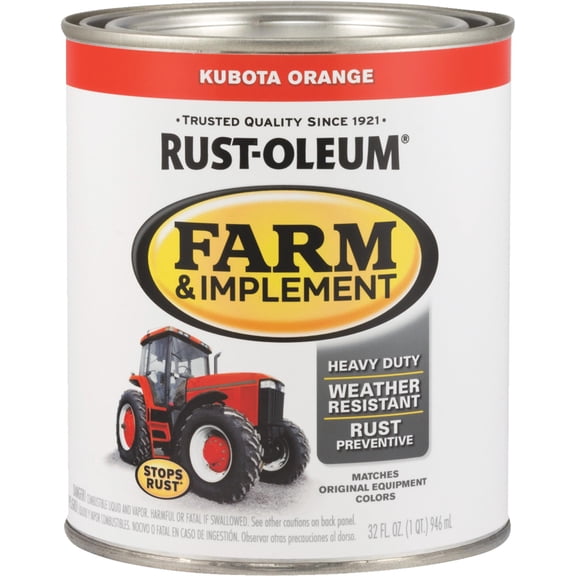 Rust-Oleum 280159 1 qt. Specialty Farm & Implement Paint, Gloss Kubota Orange