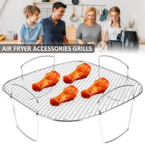 Fznkrag Air fryer rack Grill stainless steel dewatering rack multipurpose cooking rack air fryer accessories Sturdy square dishwasher safe air fryer baking