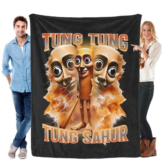 Throw Blanket for Tung Tung Sahur Soft Warm Bed Couch Flannel Blanket for Kids Boys Girls Gifts Home Decor 30x40 Inch