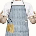 thumbnail image 2 of Blue Geometric Striped Pattern Apron-Garden Aprons for Women with Pockets-Cotton Linen Waterproof Kitchen Cooking Gardening Aprons Adjustable for Kitchen,Cooking,BBQ and Salon 33x27 Inch, 2 of 7