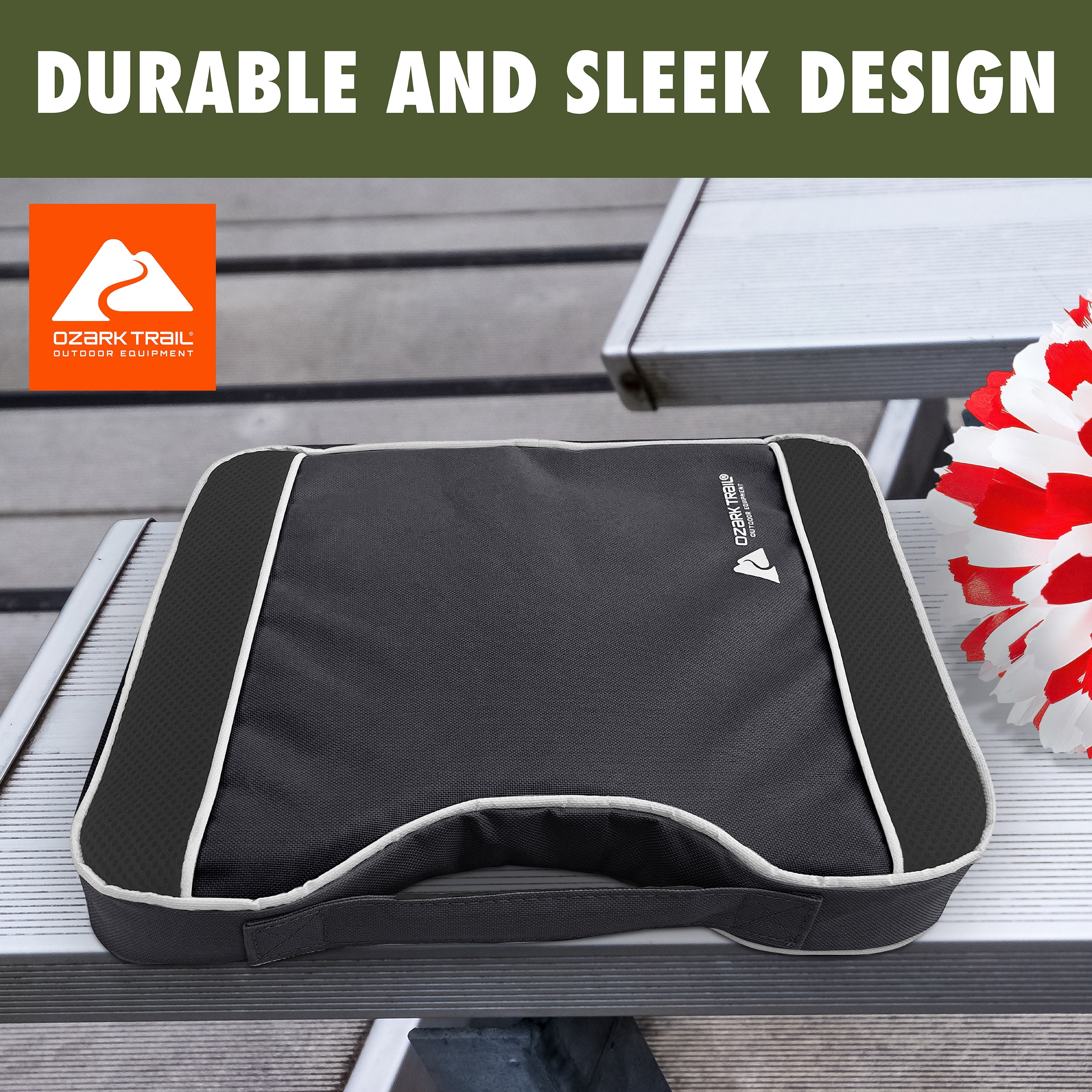 Ozark Trail Gray and Black Stadium Cushion