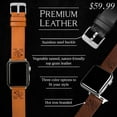thumbnail image 3 of Notre Dame Premium Leather Unisex Watch Band for Apple Watch (38/40/41mm(42mm Series 10) Short Tan) by Affinity Bands, 3 of 5