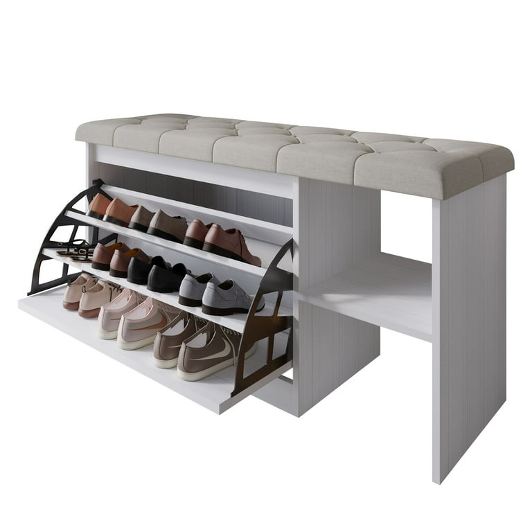 CraftPorch White Multifunctional Entryway Furniture Hallway Rack with Flip Drawer Shoe Storage Bench Walmart