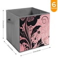thumbnail image 2 of Set of 6 Collapsible Oxford Fabric Storage Cubes with Handles, Foldable Closet Organizer Bins for Clothes, Toys, Shelves, Home & Kitchen Ornate Pink Floral Swirl, 2 of 7