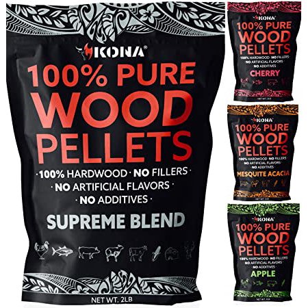 Kona BBQ Robust Wood Pellets Variety Pack - - Grilling  BBQ  & Smoking - Concentrated 100% Hardwood