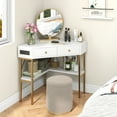thumbnail image 4 of Costway Bureau d'Angle avec Station de Recharge Intégrée Tiroirs de Rangement et Étagères Ouvertes Bureau Blanc, 4 of 10