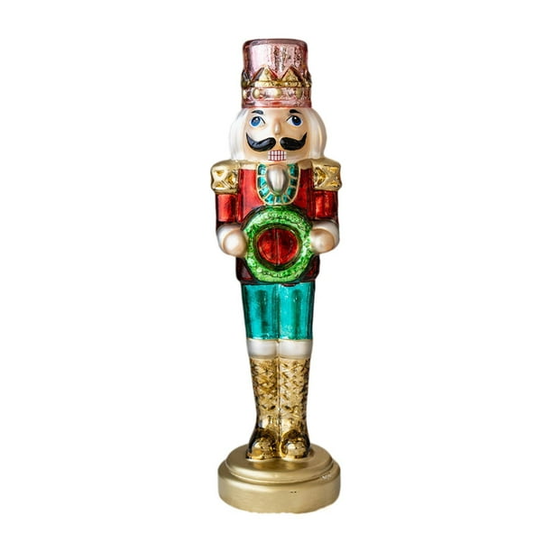 Figura de cascanueces de Navidad, muñeco de cascanueces de cristal brillante, estante creativo para fiestas, escritorio, decoración navideña navideña, Grande
