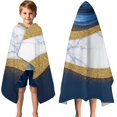 thumbnail image 3 of Blue Marble Gold Wave Pattern Hooded Bath Towel，50"x30" for Ages 3 To 12 Kids, Quick Dry Lightweight Soft Microfiber Hood Beach Towel Cover Up for Kids, 3 of 7
