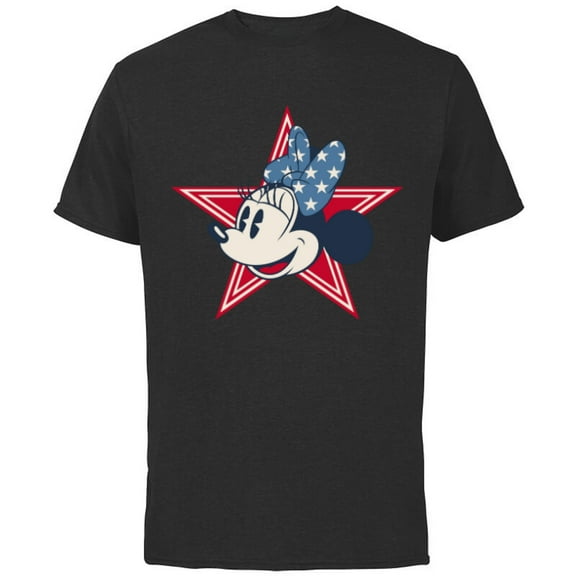 Disney Minnie Mouse Red White and Blue Retro Americana - Short Sleeve Cotton T-Shirt for Adults - Customized-Black