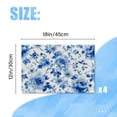 thumbnail image 2 of BaHomeck placemats Set of 4 rectangle Linen Cotton Placemats for Dining Table Washable Heat Resistant,18*12inch,Blue And White Porcelain Pattern Peony Flowers, 2 of 4
