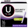 U by Kotex Security Tampons, Super Absorbency, Unscented, 16 Count