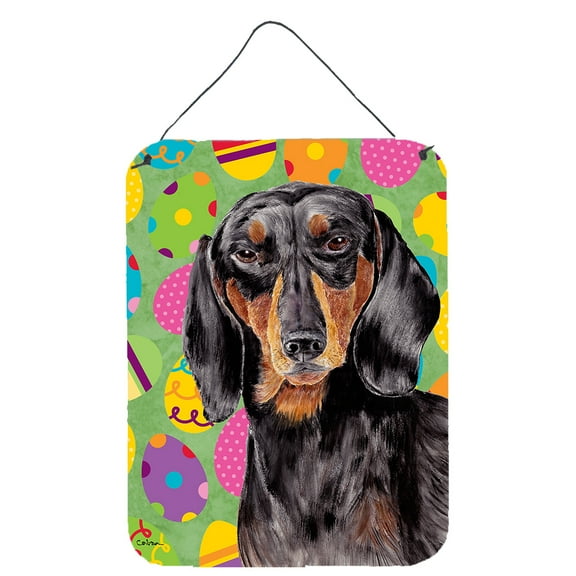 Carolines Treasures SC9443DS1216 Dachshund Easter Eggtravaganza Wall or Door Hanging Prints 12WX16H multicolor