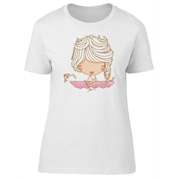 Cute Cartoon Girl Boating Tee Women's -Image by Shutterstock