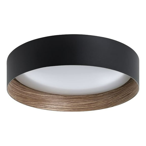 Eglo 206239A Ester 15" Wide Led Flush Mount Drum Ceiling Fixture - Black / Sandalwood /