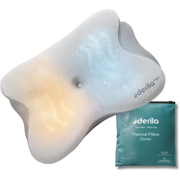 Derila Ergo Thermal Pillow Cover for Cervical Neck Pillow , Cooling Pillowcase for Memory Foam Pillow, Neck Support Pillow & Side Sleeper Pillow