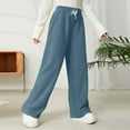 thumbnail image 2 of Posijego Fleece Sleep Pants for Women Drawstring Elastic Waist Wide Leg Fuzzy Pants Warm Pj Bottoms Lounge Pants, 2 of 5