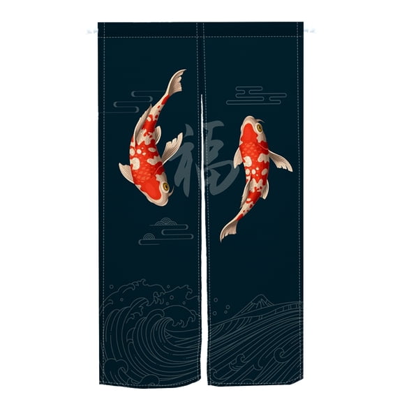 LFEEY Japanese Noren Door Curtain Koi, Entrance Doorway Partition Folio Curtain, 26x35 inch