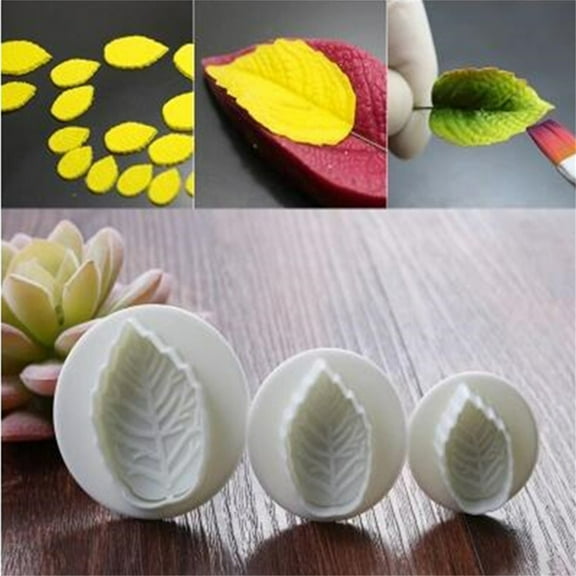 UNLLLL 3pcs Leaf ​Cake Sugar Cake Decorative Printing Die Cutting, for Cake, Chocolate, Biscuit