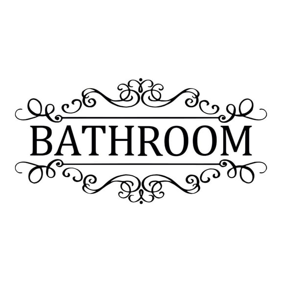 Dayesque Removable Waterproof Bathroom Door Sign Wall Decal Lettering Wall Sticker for Home And Commercial Space Black
