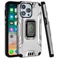 thumbnail image 2 of Designed for Apple iPhone 15 Pro (6.1") Tough Metallic Hybrid Ring Kicstand + 3x Screen Protector, Heavy Duty TPU + PC Shockproof Rugged Phone Case Cover [Gray], 2 of 7