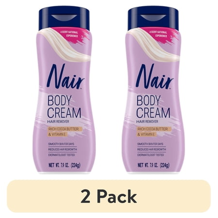 (2 pack) Nair Body Cream, Hair Removal Cream with Rich Cocoa Butter and Vitamin E for Body, 7.9 oz