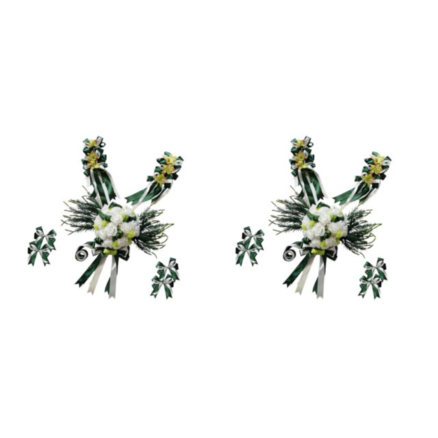 Moyic 12 Pieces Wedding Car Decorations Kit Silk Bows Flower Ribbon Set Verde 2Conjunto
