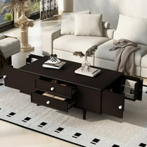 Deiokin Modern Rectangle Coffee Table with Storage, 47.2" Wooden Coffee Table with 4 Drawers & Hidden Compartments