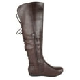 thumbnail image 3 of Top Moda Women Knee High Boots Back Lace Flat Heel Side Zipper Round Toe Bank-37 Dark Brown 6, 3 of 5