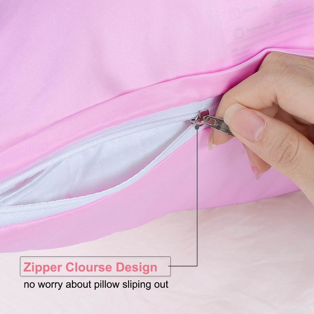 Unique Bargains Set of 4 Silky Satin Pillowcases Pillow Cover Pink King
