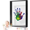 thumbnail image 1 of Family Print Kit, Print Shadow Box, DIY Colorful Craft Keepsake Frame, Wooden Frame for Home Decor, Personalized Hand Print Ornament Perfect Keepsake Gift for New Parents(Black), 1 of 6