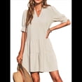 thumbnail image 2 of Vestido Plisado de Corta para Mujer, Color Crema, Talla L, 2 of 7