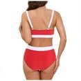 thumbnail image 6 of Gubotare Women's High Cut Bikini Set 2 Piece Sporty Swimsuit Color Block Bathing Suit with Trim S-XXL,Red M, 6 of 9