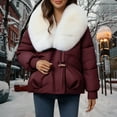 thumbnail image 2 of Aoiroe Fall Jackets For Women 2025 Womens Long Winter Coat Down Coats For Women Plus Size Coat Puffer Jacket Womens Jacket Trench Coat Women Wine L, 2 of 4