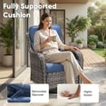 thumbnail image 4 of POCASSY 3PCS Outdoor Swivel Chair Set with Side Table, All Weather Wicker Patio Swivel Chairs with 2-tier Side Table for Porch Garden Balcony - Blue, 4 of 18