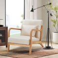 thumbnail image 4 of YODOLLA  Fabric Accent Chair Mid-Century Modern Upholstered Arm Chair Set of 2 for Living Room in White, 4 of 7