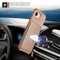 thumbnail image 3 of Allytechgroup Rugged Case for iPhone 16e Support Magnetic Car Mount, Premium PU Leather Flip Card Cash Holder Pocket Shockproof Anti-Fall Back Case for iPhone 16e, Rosegold, 3 of 5