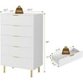 thumbnail image 2 of Yiwa Commode Moderne à 5 Tiroirs, Armoire de Rangement en Bois avec Poignée Dorée pour Couloir, Entrée, Chambre, 2 of 7