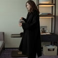 thumbnail image 4 of Women Woolen Jacket Turn-down Collar Solid Color Coat Mid-calf Length Thermal Long Sleeved Commuting Dating Spring Fall Winter Overcoat, 4 of 8
